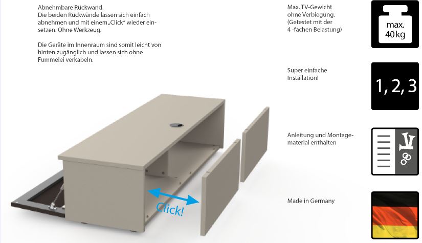 JRB-02-130 CAP-GRF Möbel zur Soundbar Integration
