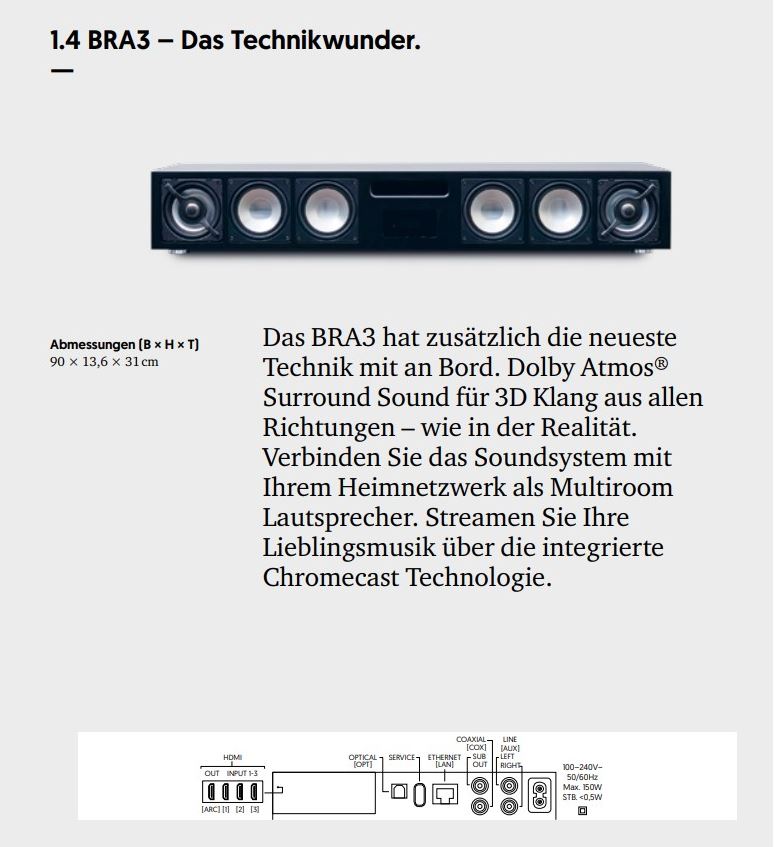 BRA3 Soundsystem zum Einbau in ein geeignetes Spectral Möbel