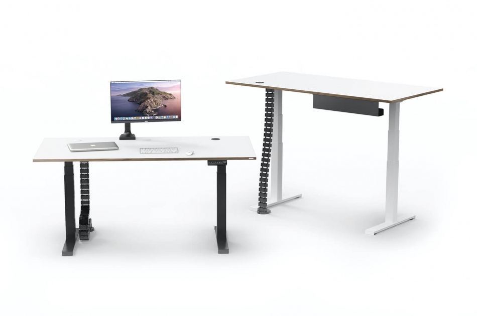 höhenverstellbarer schreibtisch mit monitorhalterung