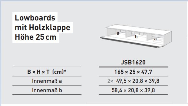 JSB1620-PE-SAT Lowboard mit Stauraum