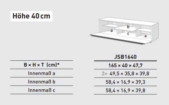 JSB1640-GN-GLO Lowboard mit Stauraum