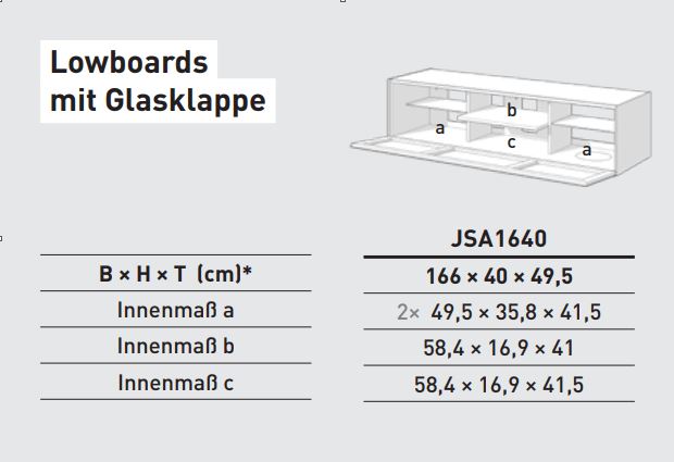 JSA1640-PE-GLO Lowboard mit Glasklappe
