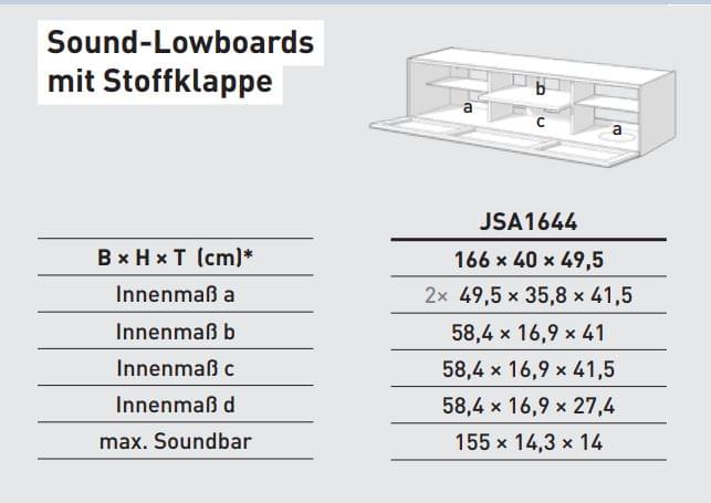 JSA1644-SNG Lowboard für Soundbar Integration