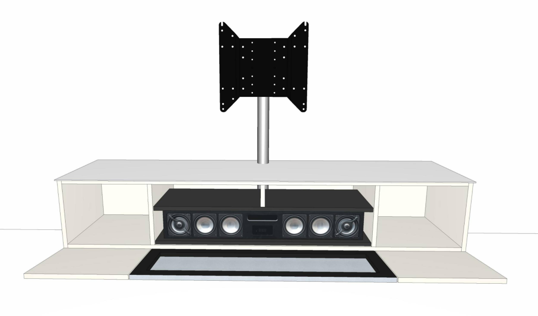 Next Lowboard + Soundsystem BRA3 + TV-Halterung + LED