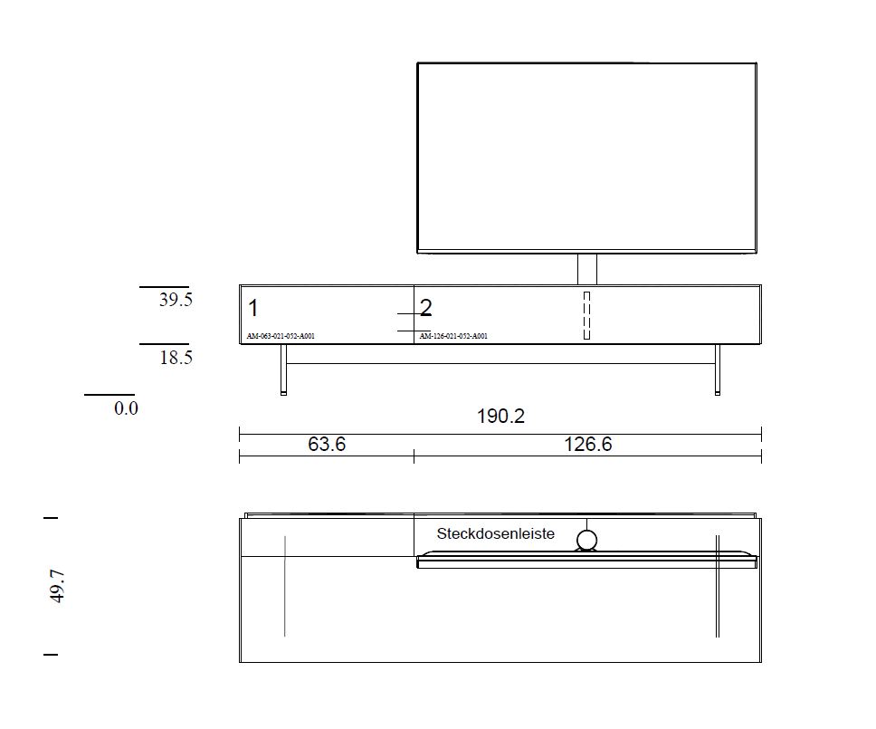 AM-190-GN Lowboard zur Soundbar Integration