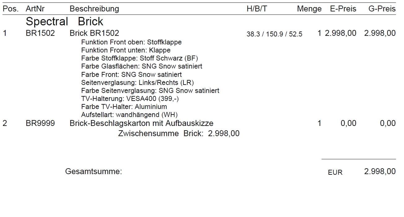 BR1502-SNG Lowboard wandhängend
