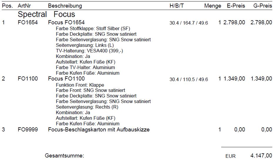 FO1654+FO1100-SNG für Soundbar Integration