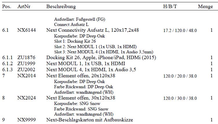 NX5506 Kombi 340cm für Soundbar Integration