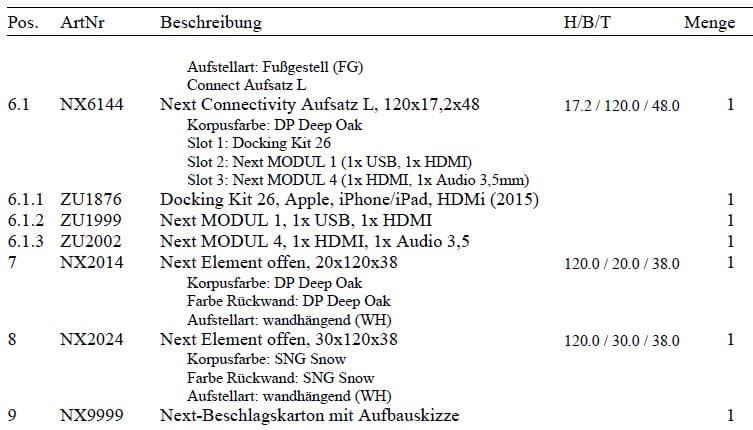 NX5506 Kombi 340cm für Soundbar Integration (ohne Hängeschränke)
