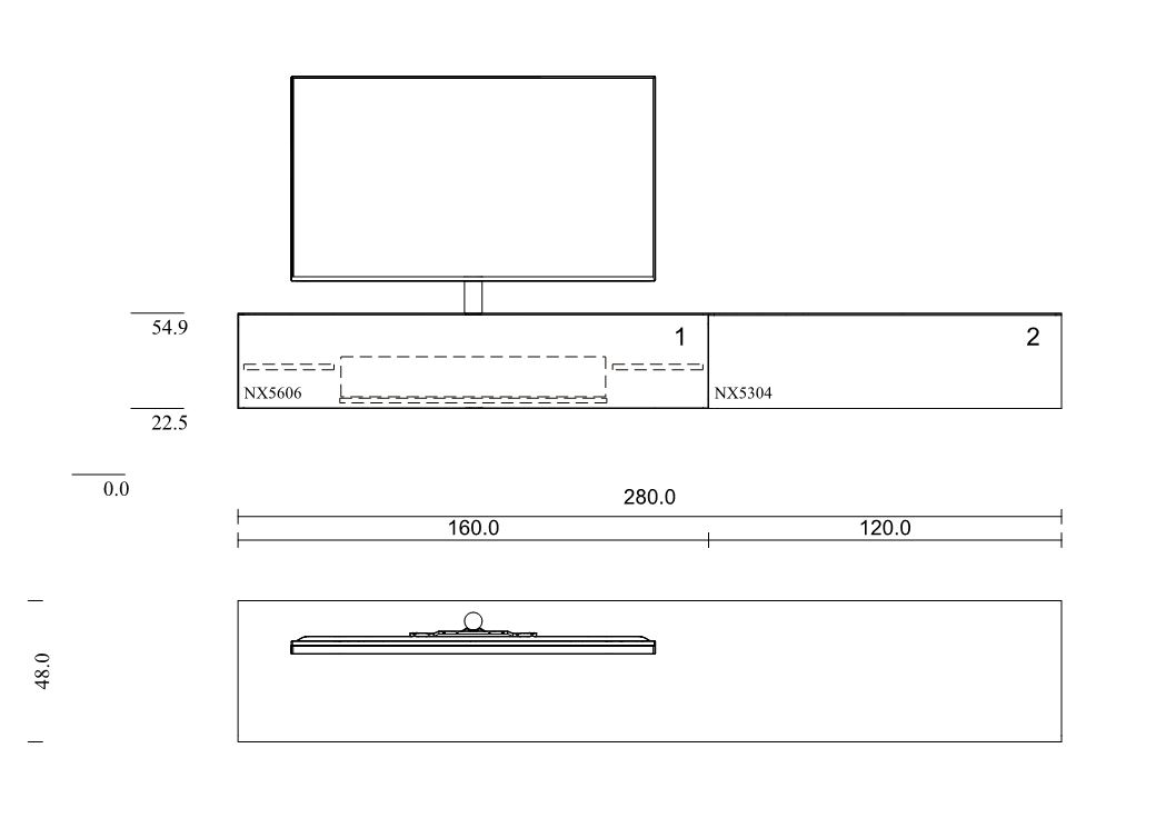 NX5606-GR Lowboard inkl. Soundsystem BRA3