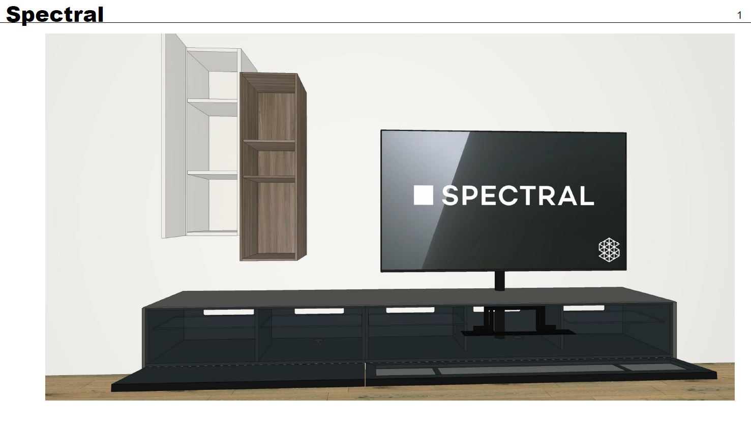 SC1100+SC1654-GN für Soundbar Integration inkl. Hängeschränke