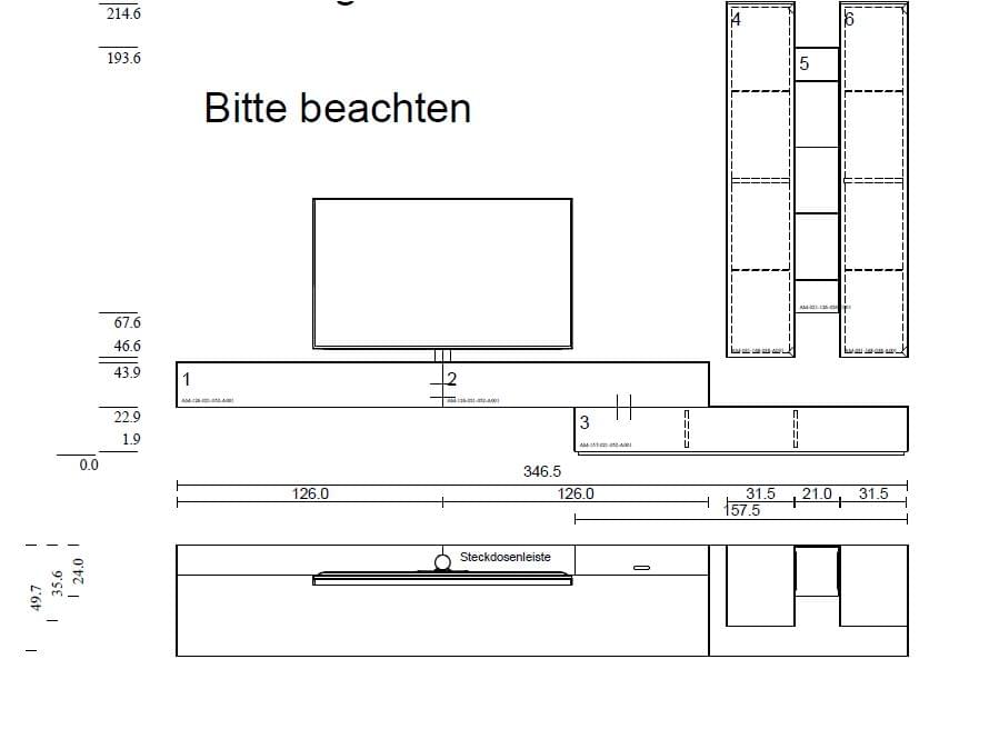 Ameno Kombination inkl. Soundsystem und drehbarer TV-Halterung